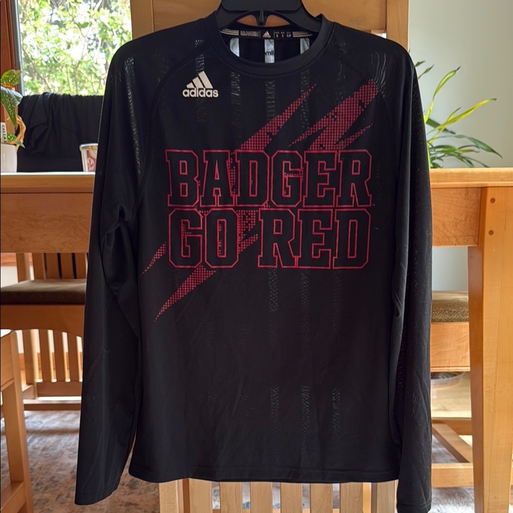 Adidas Badgers Black Long Sleeve with Red Design